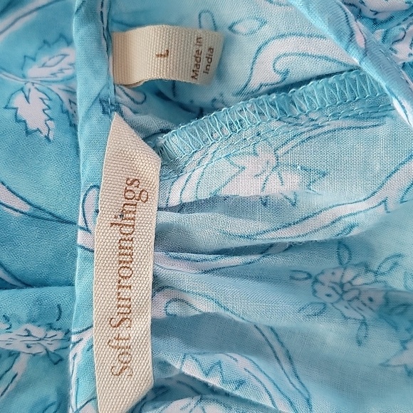 Soft Surroundings Light Blue Puff Sleeve Blouse Size Large - Picture 5 of 6